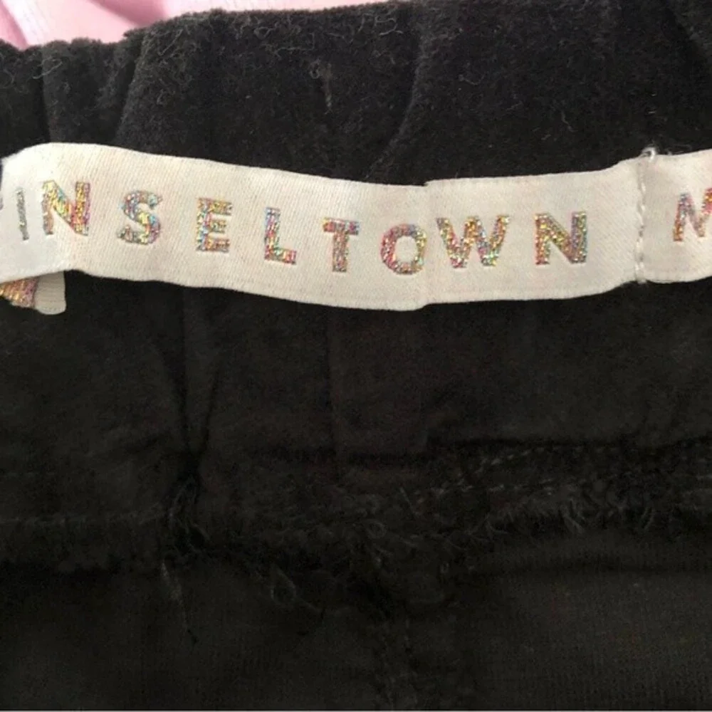 TINSELTOWN, JUNIOR'S VELVET BLACK DRAWSTRING JOGGER PANTS SIZE M HIGH RISE